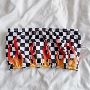 Racer Checkered with Flames Tube Top